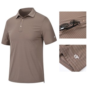 เสื้อโปโลแขนสั้นธุรกิจลำลองสำหรับผู้ชายระบายอากาศได้ดีผ้าถักพิมพ์ลาย/พืช/สีพื้นสำหรับลำลอง - Product Image 4