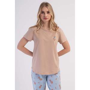 KADIN P.SUPREM O YAKA KISA KOL ETEGI OVAL PIJAMA TAKIM - สีเบจ - สีเบจ - Product Image 2