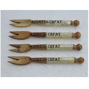Set forchetta da Cocktail in legno personalizzato con intarsio in osso produttore di nuove case di produzione e utensili da cucina Set forchetta personalizzata