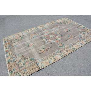 Classique Beige Vintage tapis turc 5.2X8.5 pieds à la main en peluche Pile Rectangle Patchwork laine bambou soie Latex pour adolescents - Product Image 2