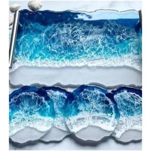 Plateau en résine fait main de style luxe avec revêtement brillant à motifs uniques pour table basse décorative et bijoux - Product Image 1