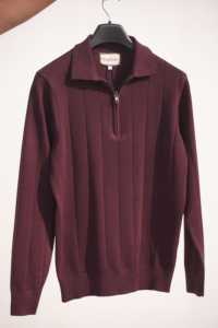 Pull polo en tricot classique à la mode pour hommes demi-fermeture éclair tricoté Logo personnalisé pull polo artisanat pull en laine pour hommes - Product Image 4