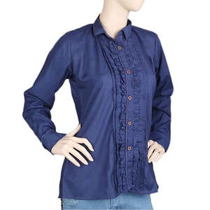 Women's Full Sleeves Casual Shirt - Navy Blue - Product Image 1