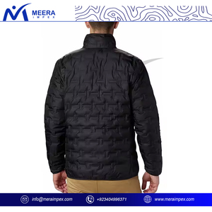 OEM ODM Veste matelassée coupe-vent d'extérieur d'hiver de couleur noire personnalisée pour hommes Vestes matelassées à capuche solides pour hommes - Product Image 4
