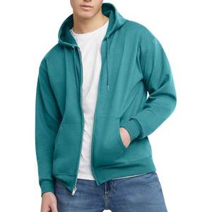 Sweat à capuche sport à double fermeture éclair avec logo personnalisé Sweats à capuche unisexes de base en coton épais et technique pour la gym avec fermeture éclair complète pour hommes de haute qualité - Product Image 1