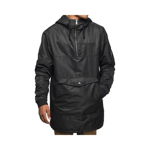 <b>Men's</b> <b>Black</b> Hooded Stand Waterproof Canvas <b>Windbreaker</b> Jacket Regular Casual Zipper Closure Eco-Friendly Quick Dry Front Logo - Product Image 4