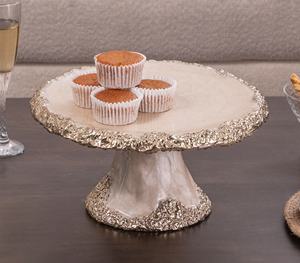 Coastal Whisper Aluminum <b>Cake</b> Stand Dome <b>Cover</b> Customizable Size Design Eco-Friendly Handmade for Beach Weddings Nautical Events - Product Image 1