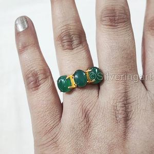 Anillo de mujer Natural verde ónix piedra preciosa diciembre piedra natal Navidad San Valentín solitario anillo joyería 925 anillo de plata esterlina - Product Image 3