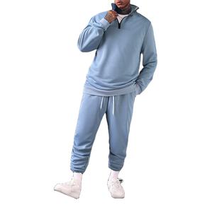 Chándal personalizable ecológico con capucha y media cremallera para hombre, traje de jogging liso personalizado completo en blanco para invierno - Product Image 1