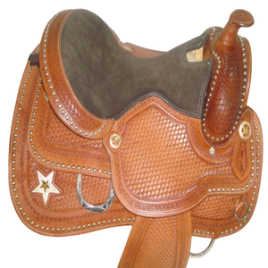 Sillín de caballo occidental de estilo inglés de cuero genuino, árbol de fibra de doma para montar a caballo exclusivo para exportadores - Product Image 3