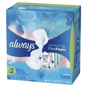 Serviettes hygiéniques Always Infinity pour femmes, avec ailettes Flexfoam, taille 2, douces, confortables, protection contre les fuites, lot économique. - Product Image 3