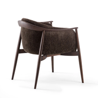 Fauteuil en bois rembourré en tissu brun foncé, chaise de salle à manger en bois massif pour restaurant, hôtel, café, mobilier commercial