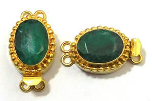 Fermoir ovale en pierre précieuse émeraude plaqué or 18 carats Prem Bhaya 1-3 brins B693-26X15X10MM de fabrication de bijoux multi-usages - Product Image 5