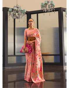 El último Sari tejido de seda de Cachemira de diseñador con bordado pesado para mujeres Fiesta Festival Especial por Fab Zone - Product Image 3