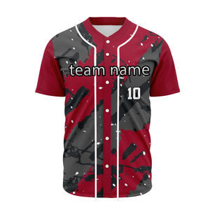 Maillot de baseball 100% polyester en taille adulte, couleur unie personnalisée, uniforme d'équipe sportive de baseball, haute qualité, taille plus, logo sur le devant - Product Image 3