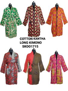 Kimono long en coton de qualité vintage Tissu écologique et lavable avec taille naturelle Qualité à la mode et à l'exportation - Product Image 3