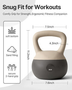 Set <span class=keywords><strong>di</strong></span> Kettlebell Morbidi per Allenamento <span class=keywords><strong>di</strong></span> Forza a Casa Maniglia Ampia Rivestimento Morbido Base Ammortizzata per Uomo Donna in Ghisa - Product Image 2