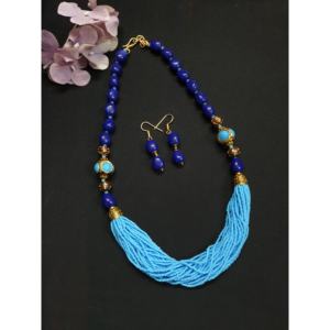 ลูกปัดเมล็ดหินสีฟ้าโบฮีเมียนวินเทจโซ่โลหะผสมทันสมัยทางศาสนาสำหรับงานแต่งงานงานหมั้นไข่มุกเพชร - Product Image 3