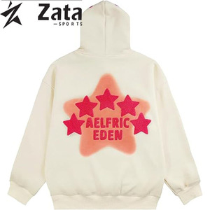 Men 3D Puff Embroidery Custom Solid Winter Casual 100% Cotton Lined High Quality Pullover Hoodies Breathable Eco-Friendly - Product Image 2