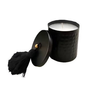 Metal Black Hammered Candle <b>Jar</b> with Lid for Home Wedding Living Room <b>Decoration</b> in Best Price - Product Image 1