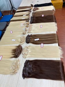 จัดส่งทั่วโลก! ผมต่อแบบคลิปหนีบ ผมแท้รัสเซีย เกรดเวอร์จิน เรมี่ จัดเรียงเกล็ดผมอย่างดี ผลิตด้วยเครื่องจักร แบบดับเบิ้ลเวฟท์ ทรงตรง - Product Image 5