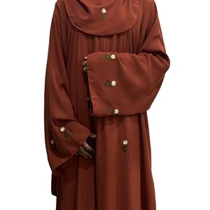 Bellamente bordado negro tradicional musulmán desgaste modesto Nida Abaya Dubai Jilbab Venta caliente Khimar Burka WS International - Product Image 1