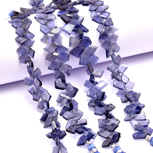 AAA iolite พลอยเจียระไน6x8mm-7x10mm ก้อนหิน iolite ธรรมชาติกึ่งมีค่าตัดเป็นขั้นๆลูกปัดเจาะด้านข้างแบบแฟนซีสำหรับเครื่องประดับ - Product Image 1