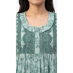 Premium Women's Midi Nighty <b>Dress</b> in Tencel and Bamboo Blend Solid Pattern with <b>Elastic</b> <b>Waist</b> - Product Image 2