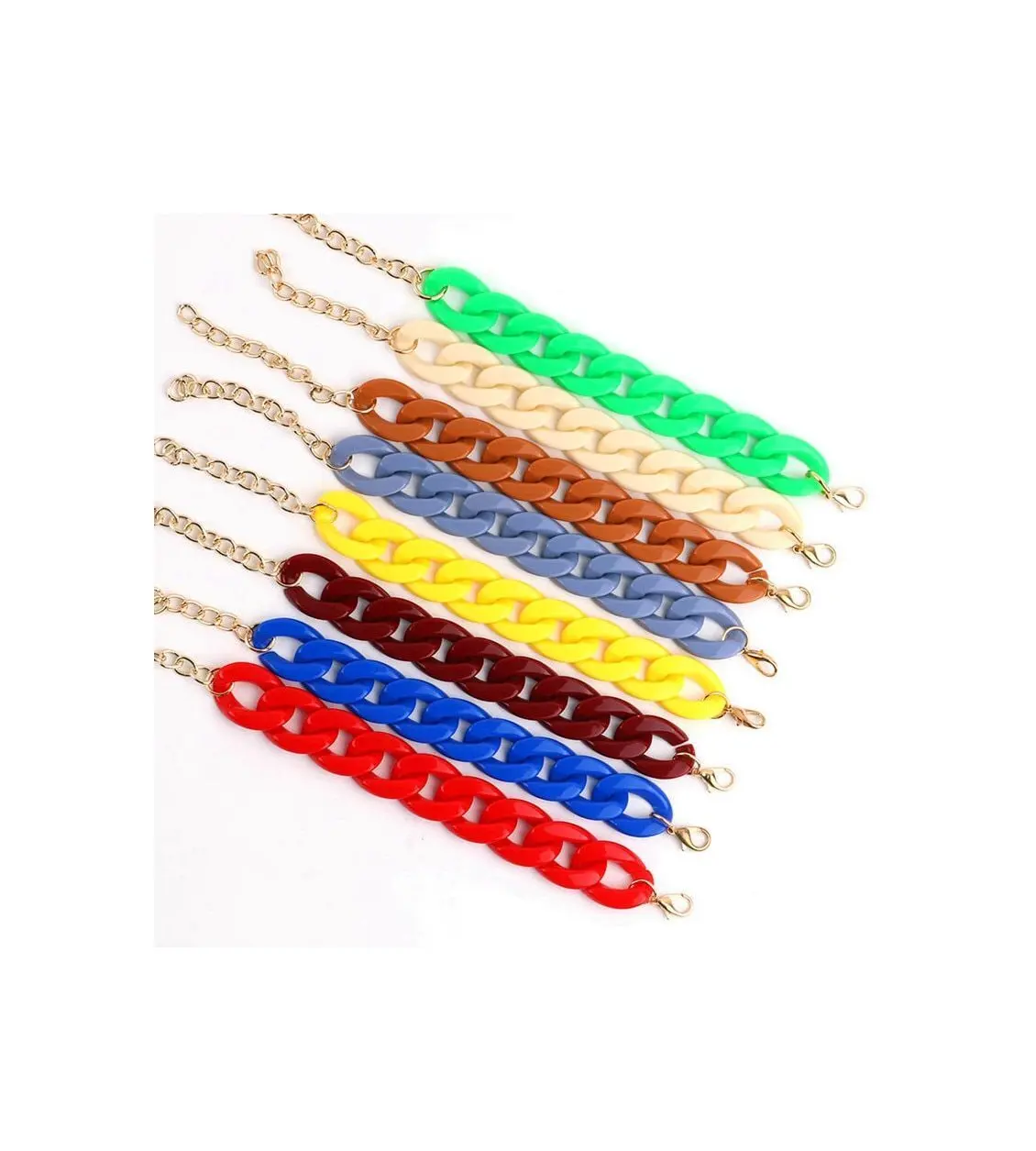 Bracelets en résine chaîne ronde couleur différente chaîne en métal plaqué or mignon épaule sac à main chaîne pour sangle de téléphone 120cm Offre Spéciale