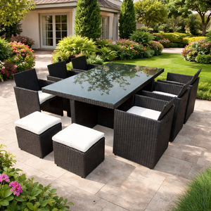 Juego de Comedor de Ratán Sintético de Alta Calidad para Exteriores, con Marco de Aluminio, Resistente a la Intemperie, Muebles de Mimbre para Jardín, Patio o Resort - Product Image 1