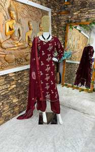 DESIGNER PARTY WEAR TOP Y BOTTAM CON FANCY DUPPATA Y BORDADO TRABAJO - Product Image 5