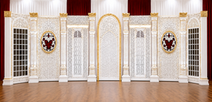 Decoración de Escenario para Recepción con Temática Clásica Tamil, Mandap de Boda Indio de Lujo en Blanco y Dorado, Decoración de Escenario para Boda Indio en EE. UU. - Product Image 4