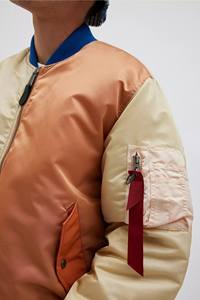 Wholesale Outerwear Zipper <b>Flight</b> Bomber <b>Jacket</b> <b>Men</b> Custom Satin Lining Design Fashion Color Block Thick Nylon Bomber <b>Jacket</b> - Product Image 4