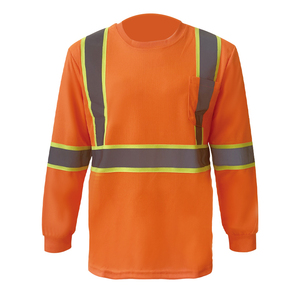 100% polyester respirant haute visibilité T-Shirt à manches longues réfléchissant travail imperméable Construction sécurité t-shirts avec Logo personnalisé - Product Image 1