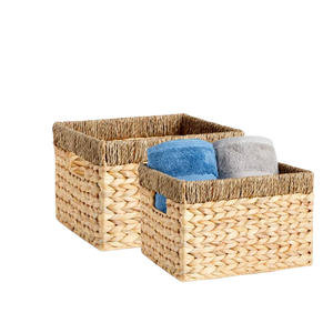 Design classique Rectangle carré paniers à linge jacinthe d'eau vietnamien boîte de rangement poignée Injection techniques ensemble en gros - Product Image 1