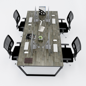 Escritorios de Oficina Modernos de Melamina en Conjunto de 4 Piezas, 240x120cm, Requiere Ensamblaje-HBTC014 - Product Image 2
