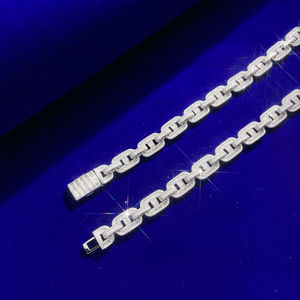 15mm rond coupe Moissanite diamant cubain lien chaîne glacé cadeau d'anniversaire pour hommes 925 argent Sterling - Product Image 6