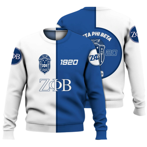 Sudadera con Cuello Redondo Bordada con la Letra Griega Azul de la Hermandad Zeta Phi Beta 1920 para Mujer - Product Image 3
