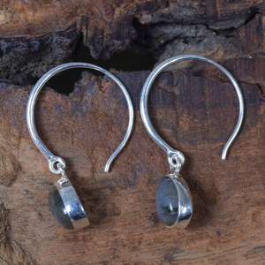 Boucles d'oreilles pendantes en labradorite poire faites à la main, en argent sterling 925, pierre précieuse naturelle, bijou mignon, cadeau pour femme, anniversaire - Product Image 4