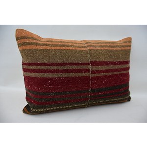 Coussin en laine patchwork Kilim multicolore 16x24 pouces Coussin décoratif tissé de luxe avec motif de feuilles moelleuses vintage - Product Image 2