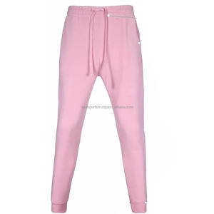 Conjunto Deportivo de Dos Piezas para Hombre, Personalizado, Liso, Color Rosa, Felpa de Algodón, Corte Ajustado, Sudadera con Capucha y Cordón Plano y Pantalones Holgados - Product Image 3