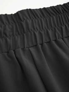 Elisabetta FRANCHI เข็มขัดโลโก้กางเกงสีดำตรงรอยยับรีดเอวกลางหลวมระบายอากาศ100% ฤดูร้อน - Product Image 5