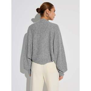 Cardigan court en tricot imprimé à boutons pour femme, pour l'hiver - Product Image 2