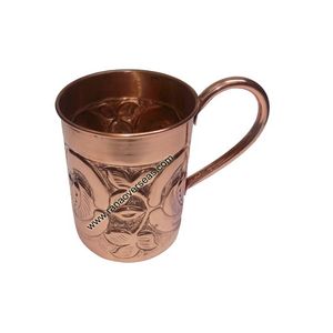 Gobelet en acier inoxydable au cuivre naturel au design moderne avec poignée en laiton, finition mate en métal pour les fêtes. - Product Image 3