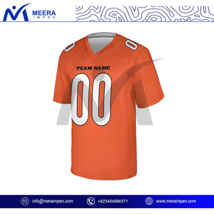 OEM ODM Orange Sportswear Unisex 100% Polyester Printed Custom Design American Football Jersey Short Sleeves UPF 50+ Quick Dry - Product Image 3