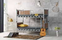 Lit superposé double en métal de luxe VAYA HAPPY DREAMS pour dortoir, école, chambre d'enfants, 90x200cm/100x200cm, multicolores