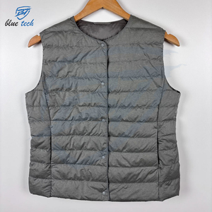 Vêtements d'extérieur décontractés à fermeture éclair d'hiver pour hommes Logo personnalisé Polaire 100% Polyester Gilet bouffant coupe-vent - Product Image 5