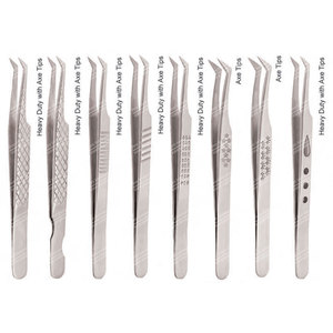 Pinzas de extensión de pestañas con punta de hacha, alta resistencia, Color plateado, difrent-Pattrens - Product Image 1