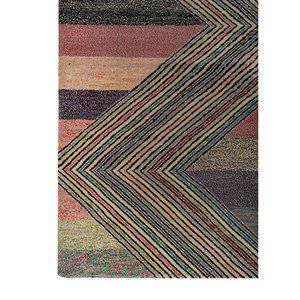 Alfombra Manchaha de Lana y Seda de Bambú Anudada a Mano, Gris y Negra, Tamaño 9x12, Rectangular, Diseño Chevron, para Sala de Estar, Pasillo, Modelo Les-1033-B - Product Image 4