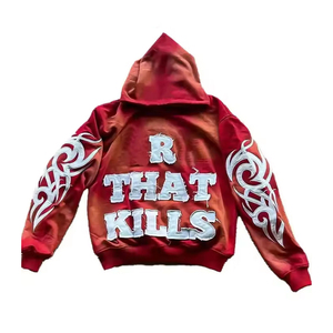 Nouvelle conception de poche hommes délavés survêtements respirants en détresse meilleur survêtement lavage à l'acide vente directe d'usine à manches longues - Product Image 2